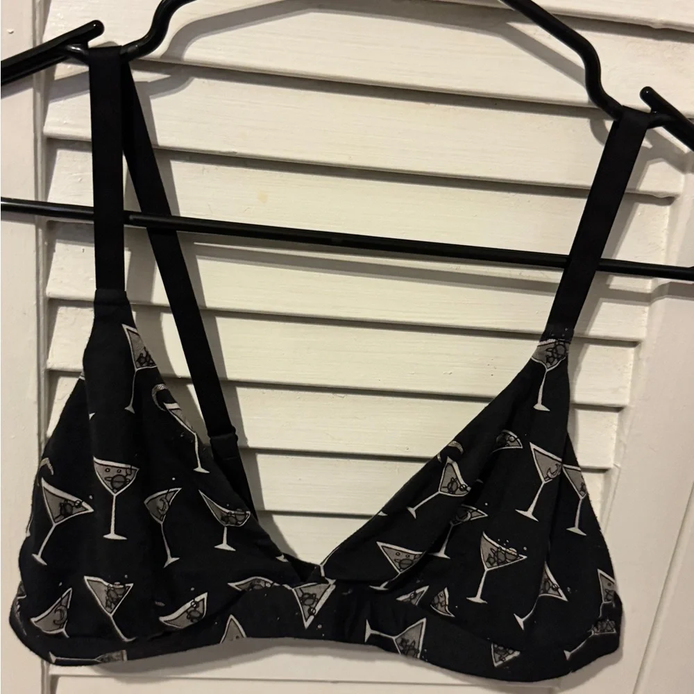 MeUndies Black Martini Print Bralette - Picture 1 of 3